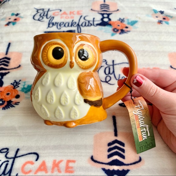 Other - 🦉 Ceramic Painted Orange Owl Mug 🦉